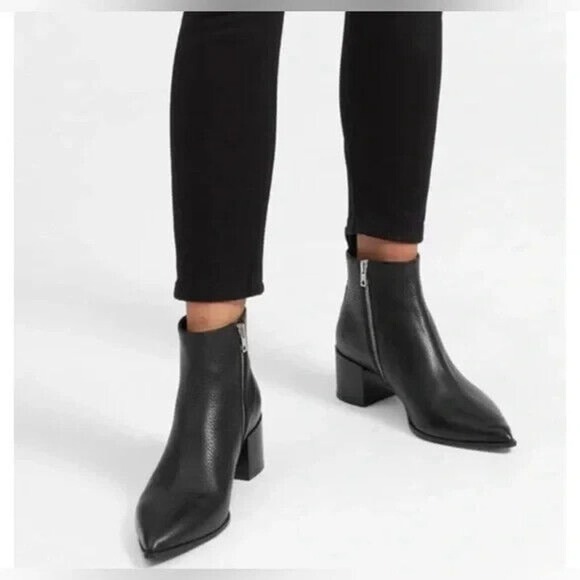 EVERLANE The Boss Boot Booties in Black Pebbled Leather ITALY MADE - Picture 2 of 13